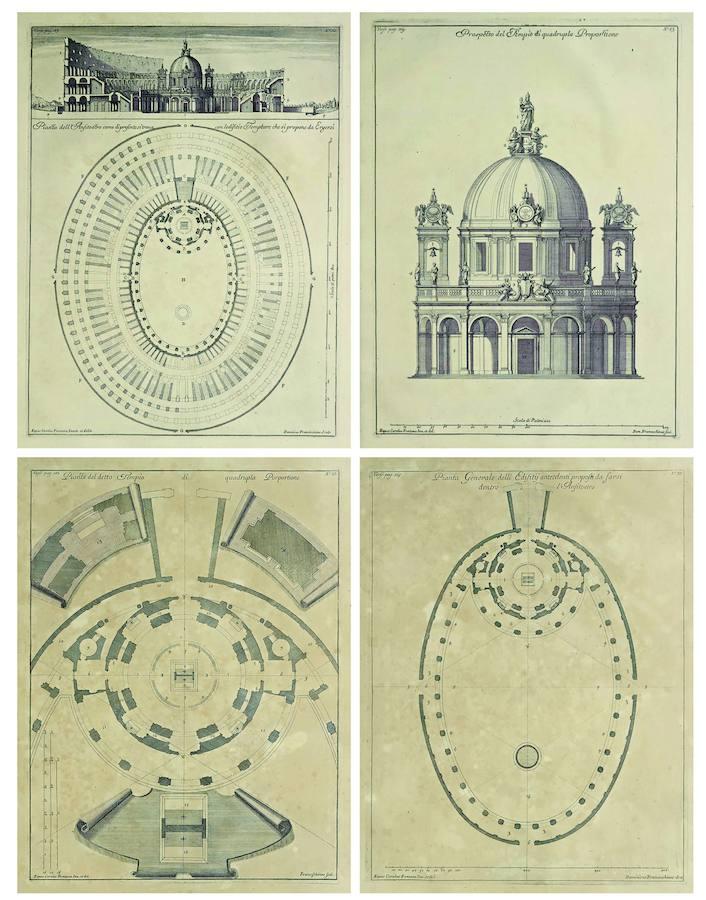 Proyecto de una iglesia en el Coliseo, símbolo de los «Ecclesia Triumphans». Carlo Fontana