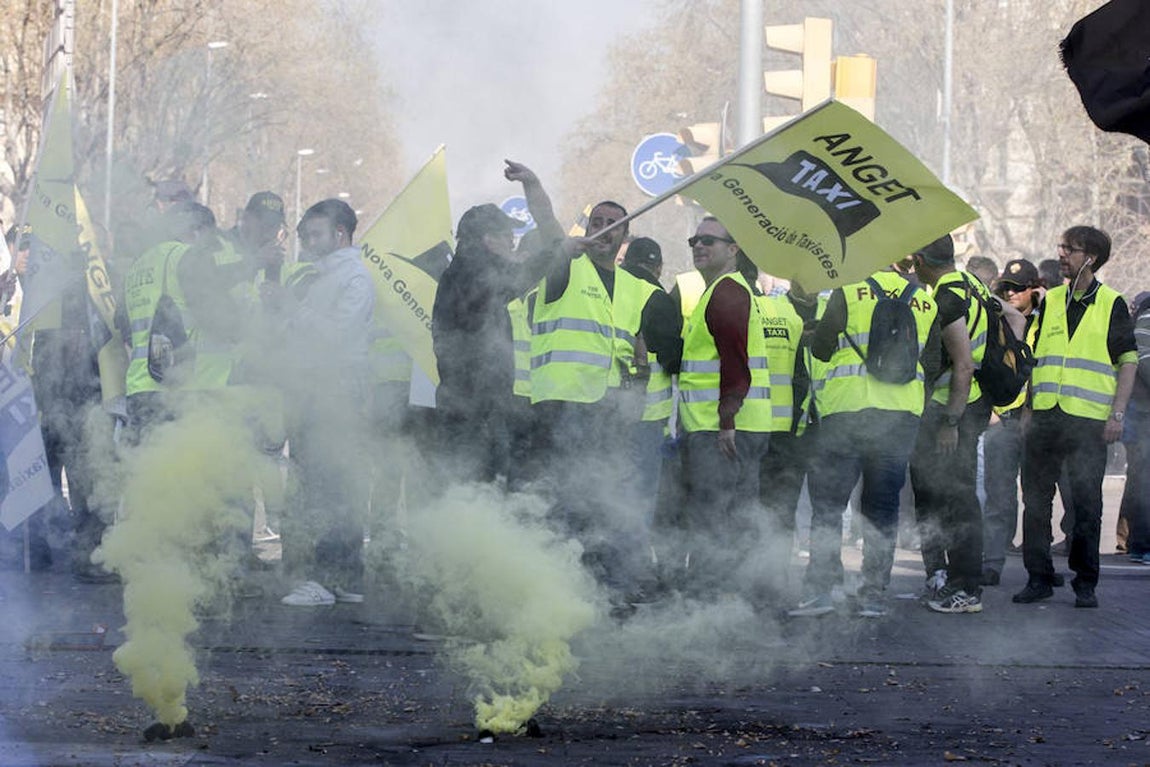 Los taxistas de Barcelona, en huelga. 