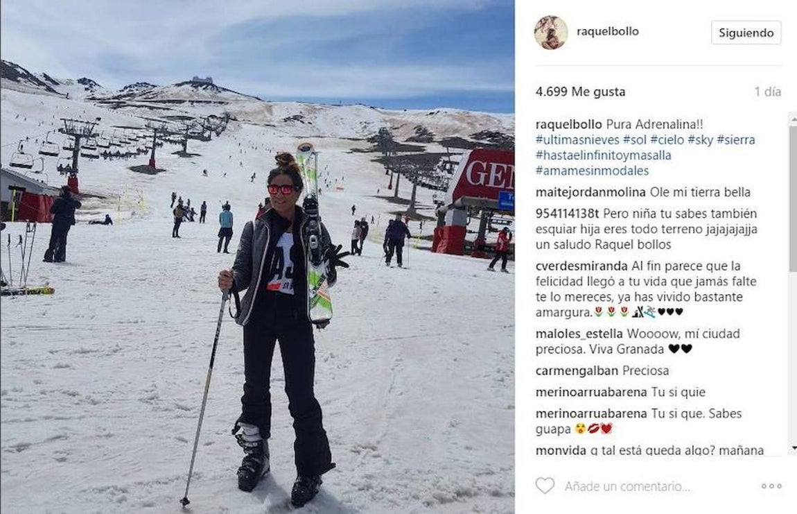 Raquel Bollo. La extertuliana ha disfrutado de los últimos días de ski en Sierra Nevada, junto a su familia