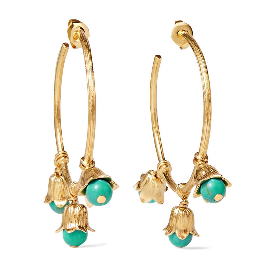 Pendientes Lily of the Valley en plata con baño de oro (410€).