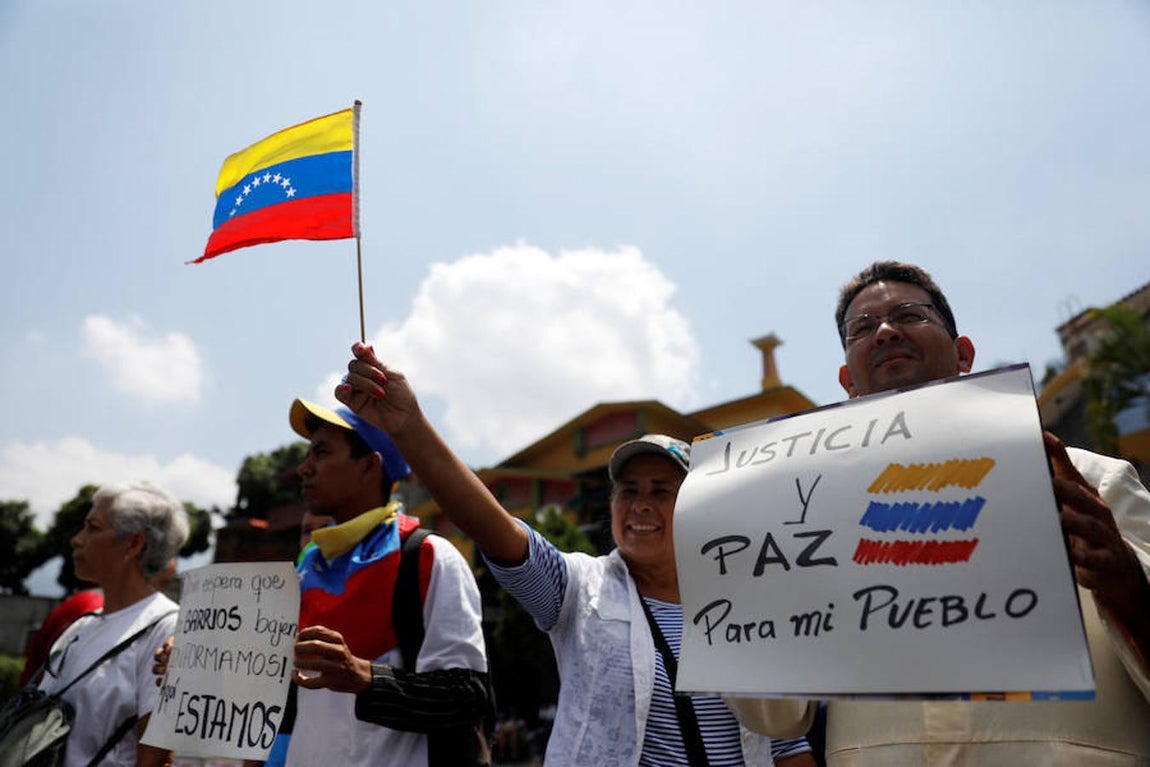 Manifestantes en Caracas contra el Gobierno de Maduro. 