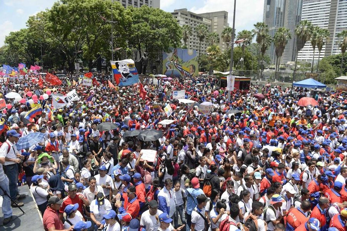 Manifestantes en Caracas contra el Gobierno de Maduro. 