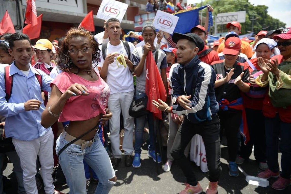 Manifestantes en Caracas contra el Gobierno de Maduro. 
