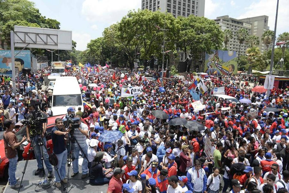 Manifestantes en Caracas contra el Gobierno de Maduro. 