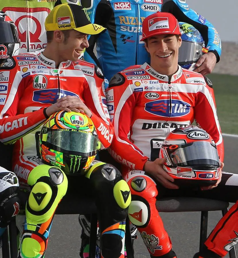Valentino Rossi y Hayden compartieron equipo en Ducati durante los años 2011 y 2012. No fueron temporadas muy exitosas para ninguno de los dos 