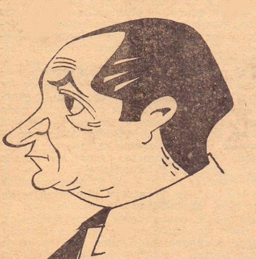 Caricatura de Matías Martín Sanabria, firmada por Juan Palencia en El Norte de Castilla, en enero de 1960. 