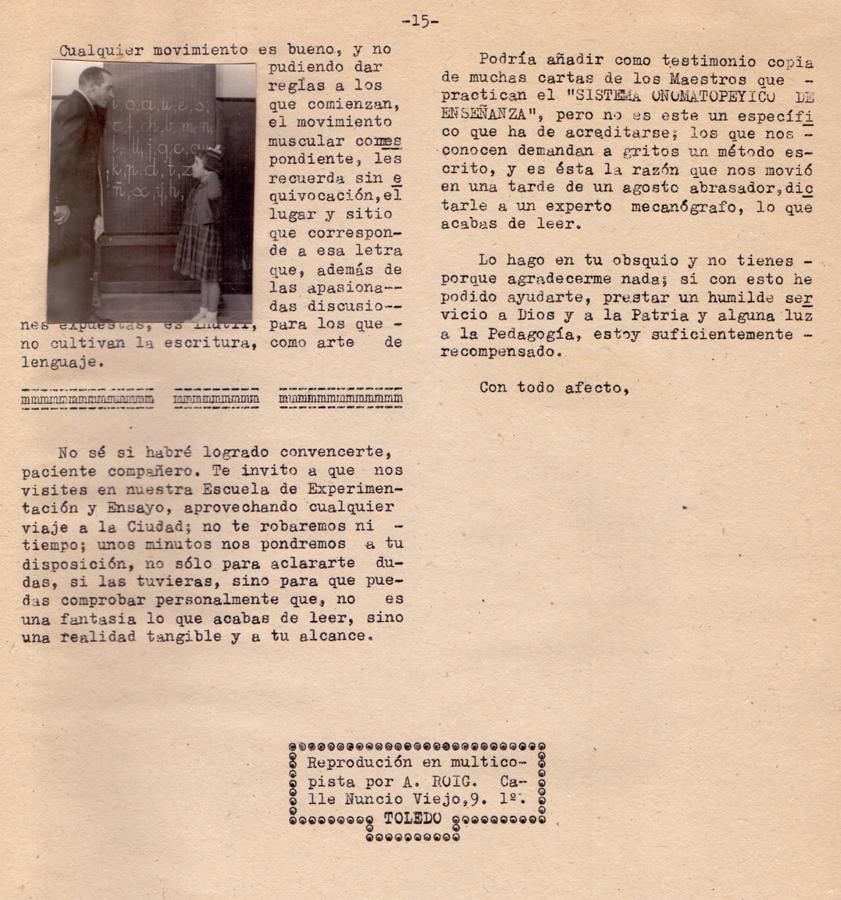Página del Sistema onomatopéyico difundido en 1947. Archivo particular FMS