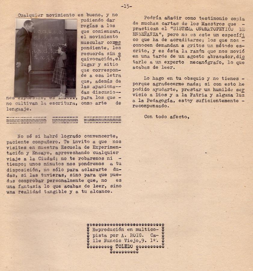 Página del Sistema onomatopéyico difundido en 1947. Archivo particular FMS. 