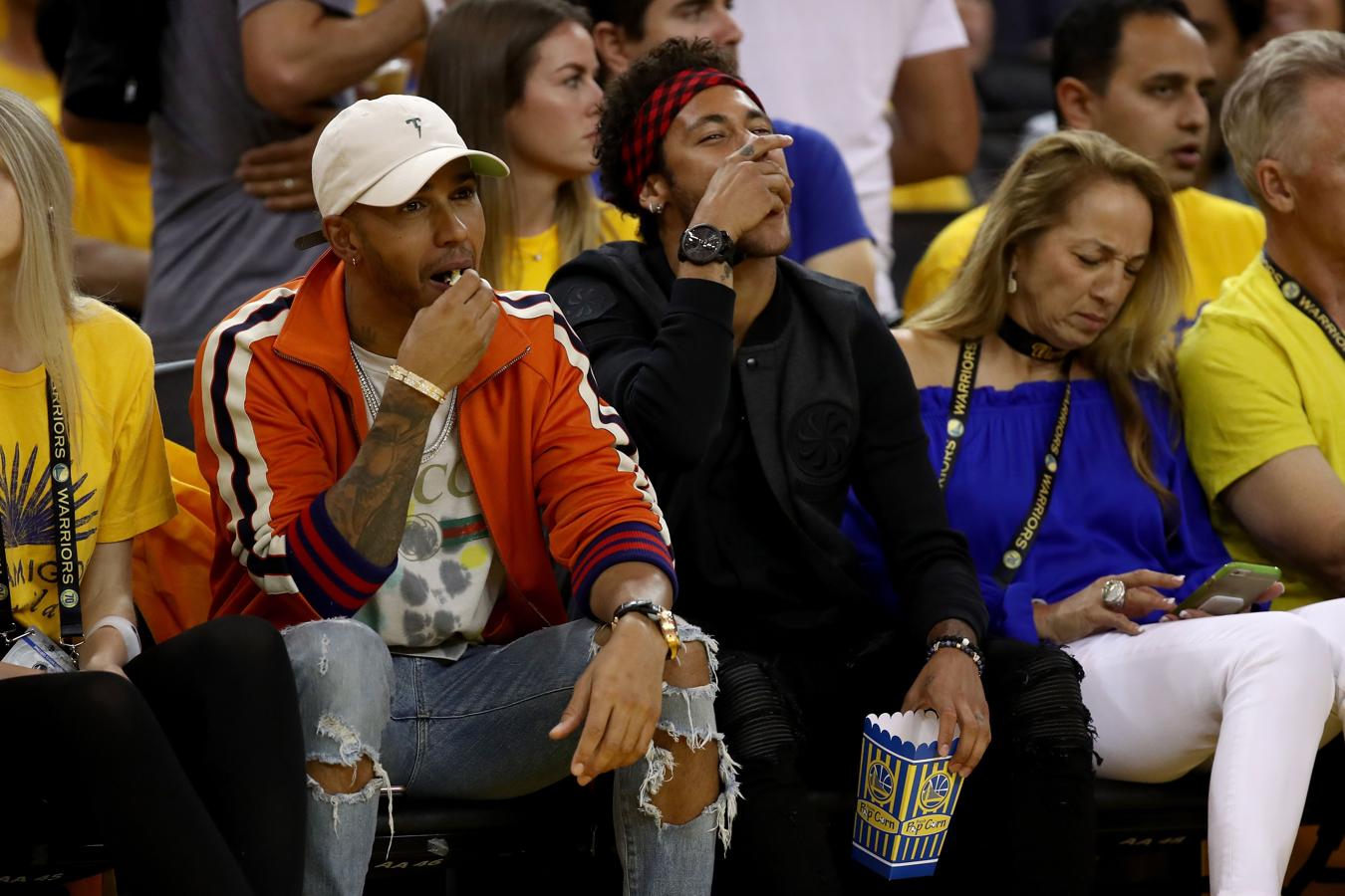 Neymar y Lewis Hamilton, hinchas de los Warriors