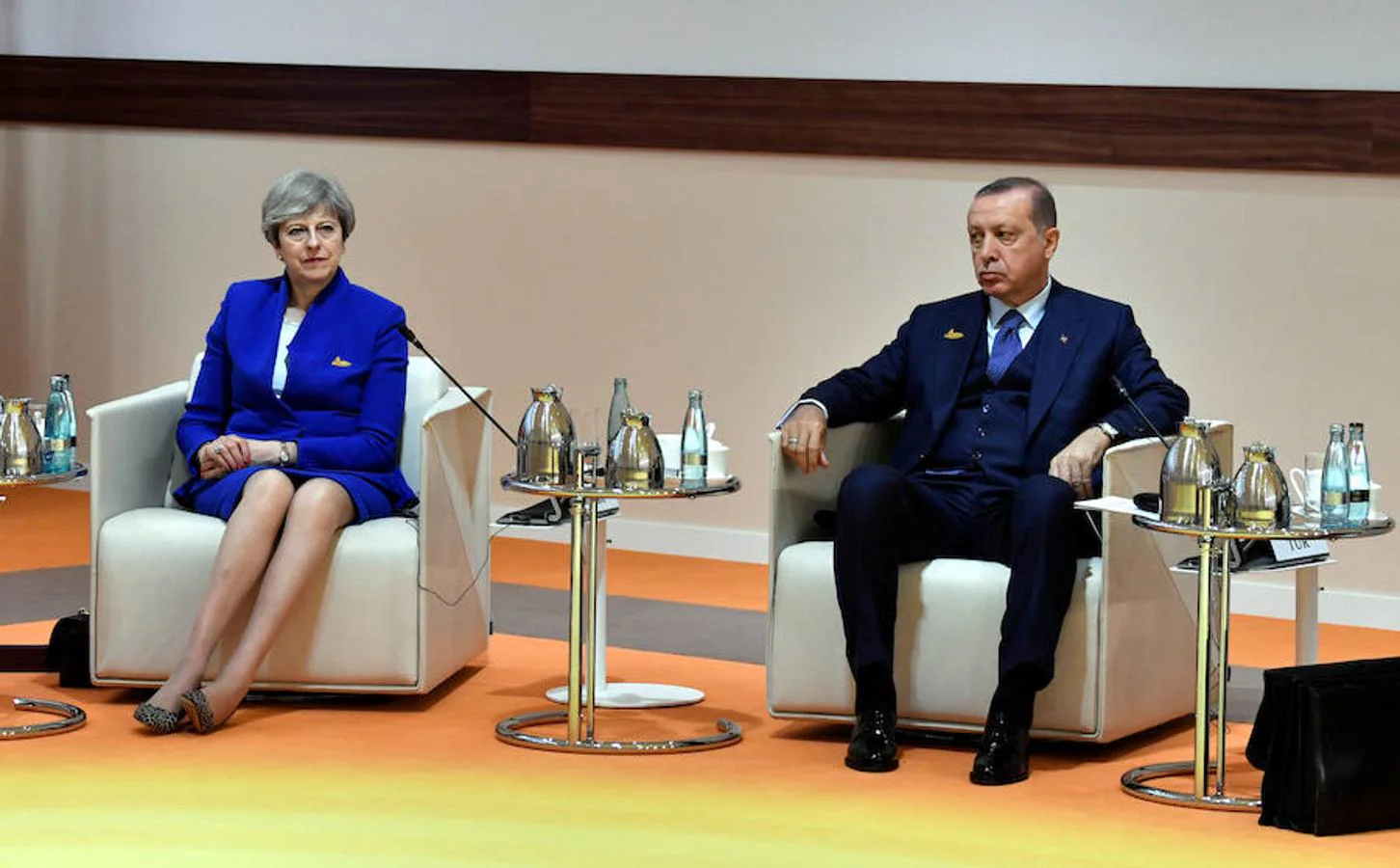 La primera ministra británica, Theresa May y Donald Trump en el G-20