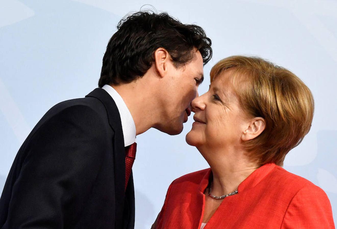 El primer ministro de Canadá, Justin Trudeau y Angela Merkel en el G-20