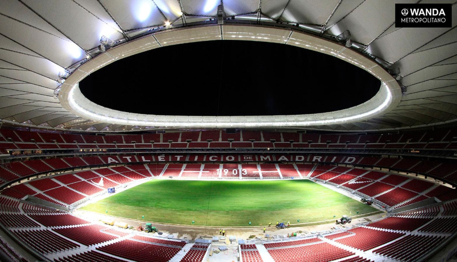 Atlético: colocado el césped en el Wanda Metropolitano