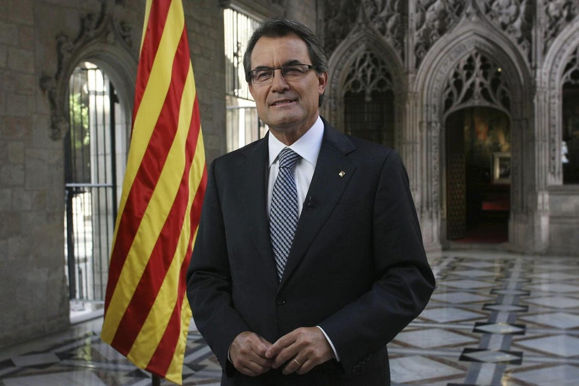 El expresidente de la Generalitat Artur Mas pronunciando su mensaje institucional durante la Diada de 2012. 