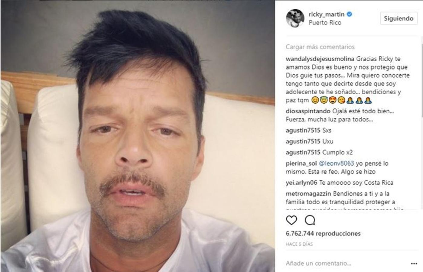 Ricky Martin: «Estén todos ya listos y preparados y espero que todos estén escuchando a las autoridades y a los telediarios para que sepan más o menos como está la situación». 