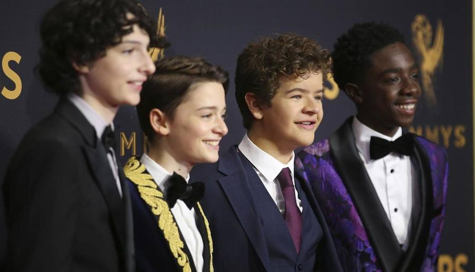 Finn Wolfhard, Noah Schnapp, Gaten Matarazzo y Caleb Mclaughlin de «Stranger Things». 