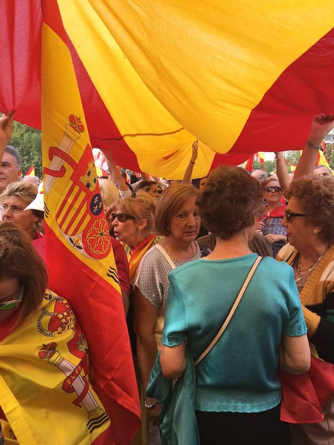 Manifestantes en Madrid contra el secesionismo.. 