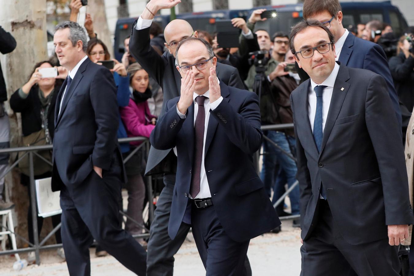 Los exmiembros del Govern (de izda. a dcha.) Joaquín Forn, Raül Romeva, Jordi Turull y Josep Rull. 