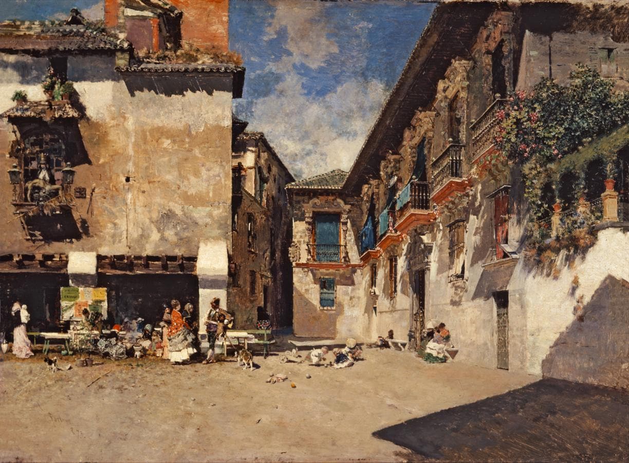 El pintor realizó una estancia en Granada entre 1870 y 1872. «Ayuntamiento viejo de Granada». 