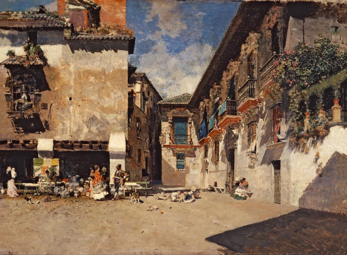 El pintor realizó una estancia en Granada entre 1870 y 1872. «Ayuntamiento viejo de Granada». 