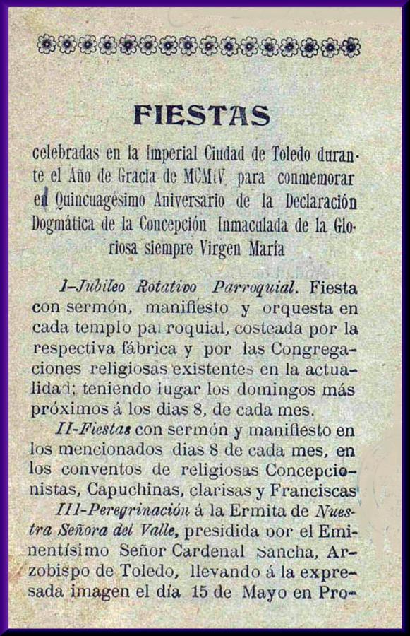 Primera página de la obra de Juan Moraleda y Esteban sobre las celebraciones de 1904. Imprenta de Ramírez, 1905. 