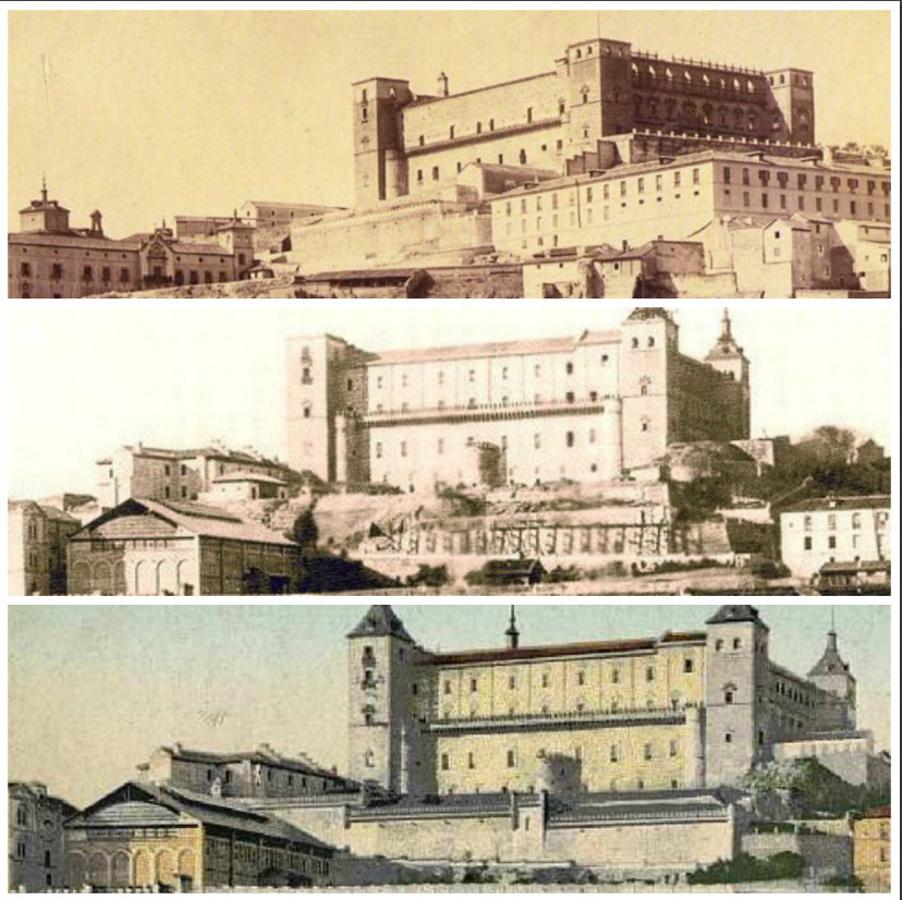 Evolución del muro de la explanada oriental del Alcázar entre 1858 y principios del siglo XX. 