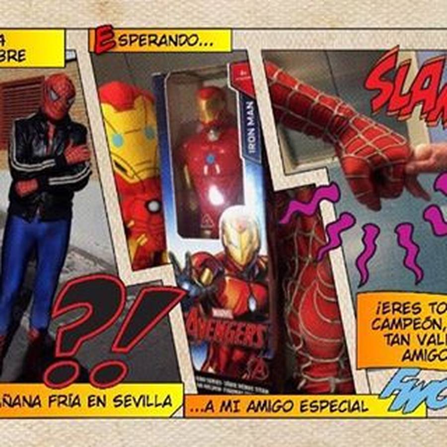El Spiderman de Cádiz con los superhéroes del hospital