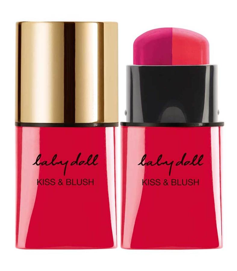 Colorete. Baby Doll Kiss &amp; Blush Duo Stick es, a la vez, labial y colorete. Esta edición limitada de la firma gala aporta un  tono rompedor al look. Es un producto divertido y arriesgado que sacará de la rutina a quien se atreva con él. La aplicación es muy sencilla: se puede usar un solo tono o jugar con los dos, el siguiente paso es difuminarlo con el dedo o la brocha hasta conseguir el tono adecuado. Esta promesa de un sueño profundo tiene un precio: 51`80€