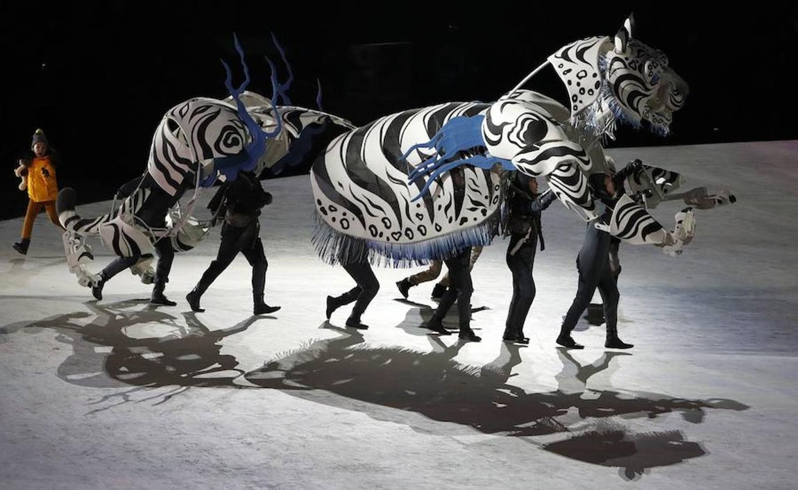 Una de las coreografías de esta inauguración de Juegos Olímpicos de Invierno celebrados en Pyeongchang. 