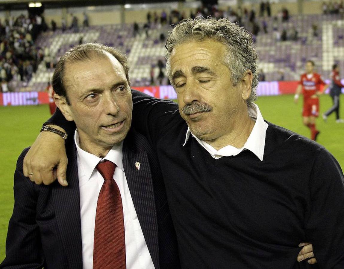 Quini y su amigo Preciado, durante la época del técnico en Gijón. 
