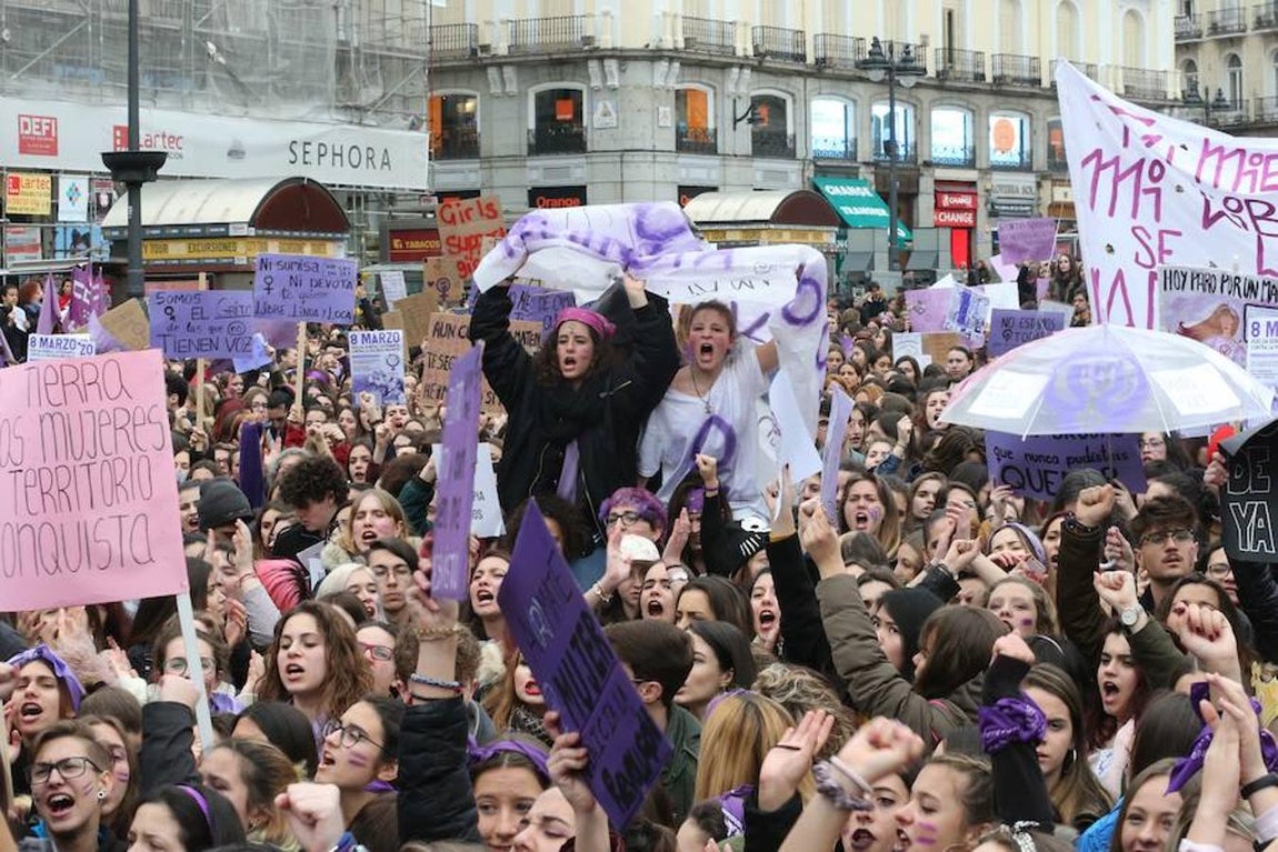 Manifestación a favor de la huelga feminista en el Día Internacional de la Mujer 2018.. 