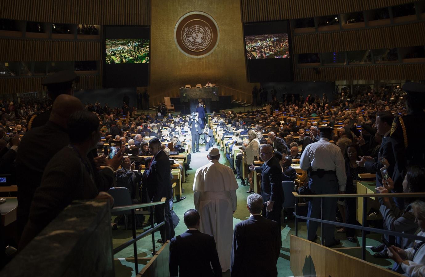 El Papa también aprovechó su paso por EE.UU. para dar un discurso en la ONU. 