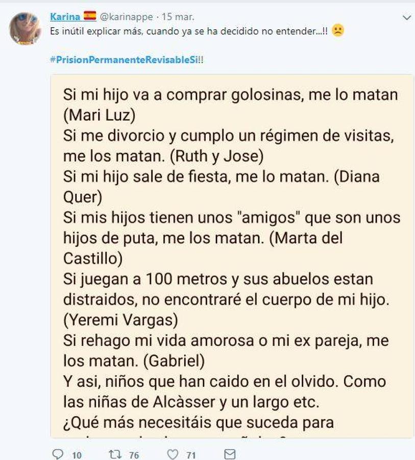 Karina. La cantante quiso apoya este movimiento con un emotivo texto publicado a través de su perfil de Twitter