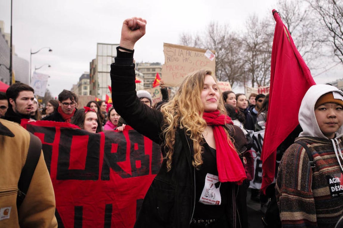 Huelga contra la política económica de Macron, en imágenes. 