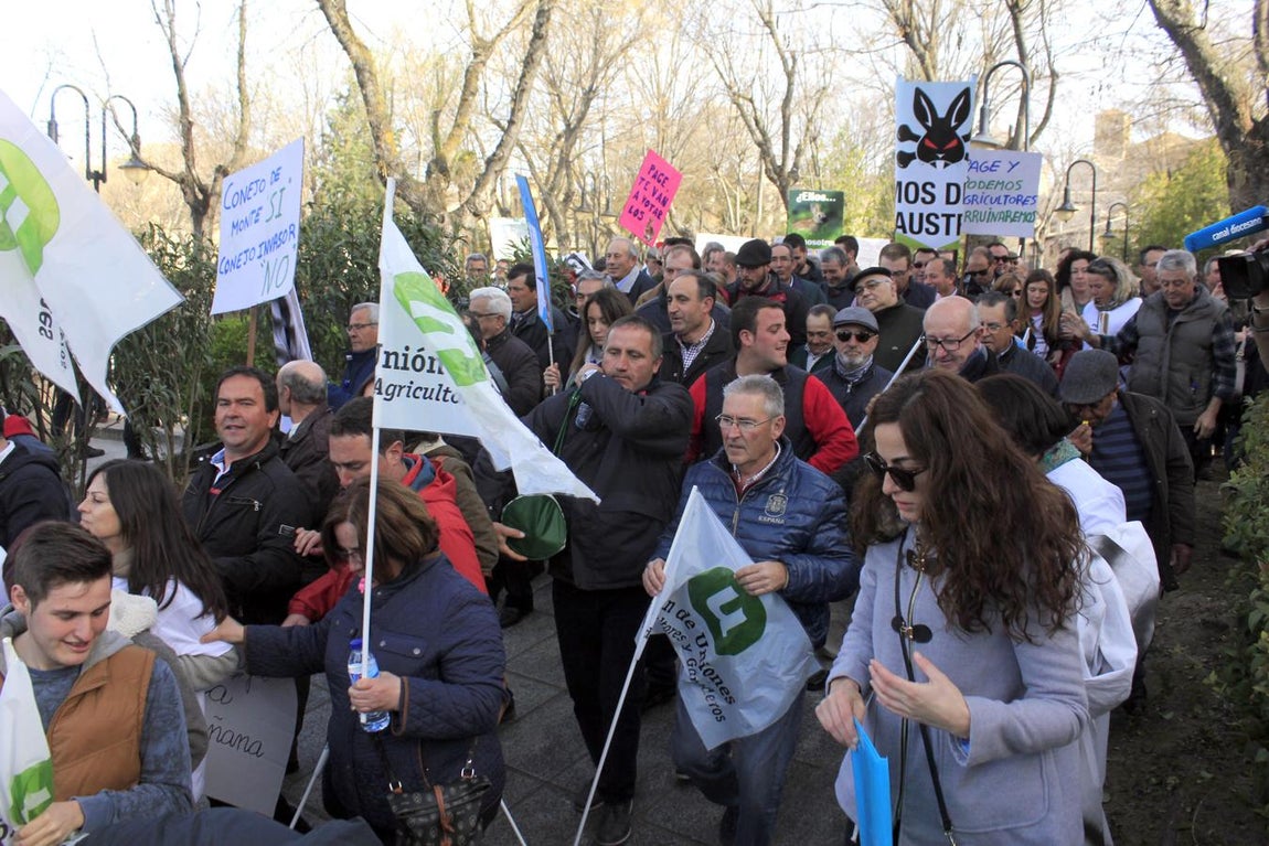 La protesta de los agricultores por la plaga de conejos, en imágenes