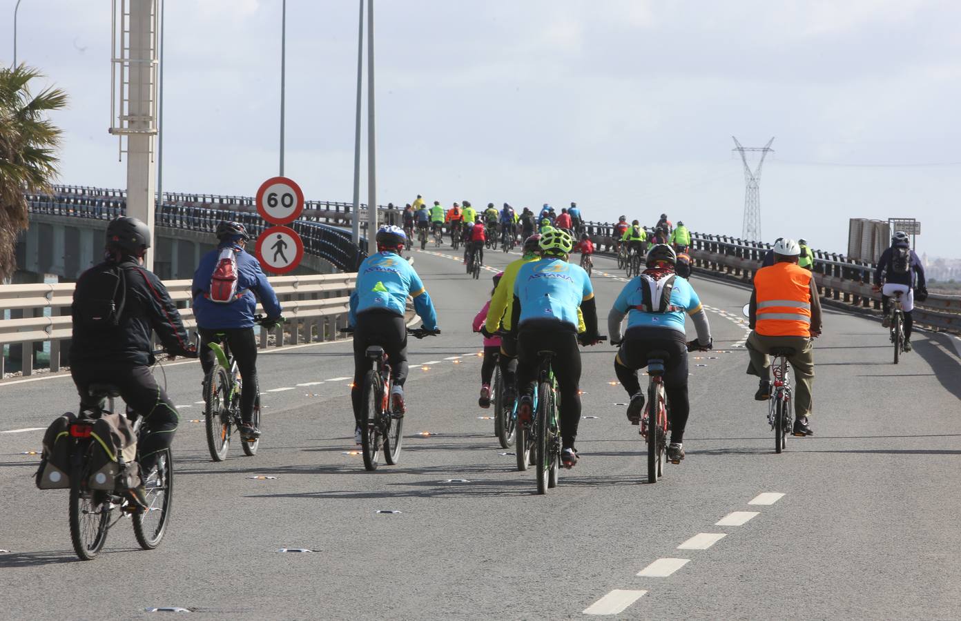 Las imágenes de la biicifestación en el Puente Carranza