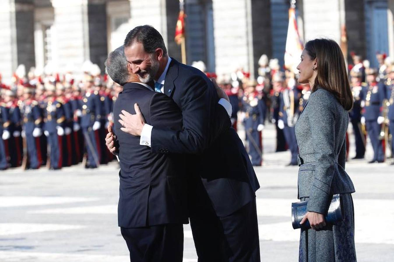 Los Reyes reciben al presidente del Portugal en el Palacio Real