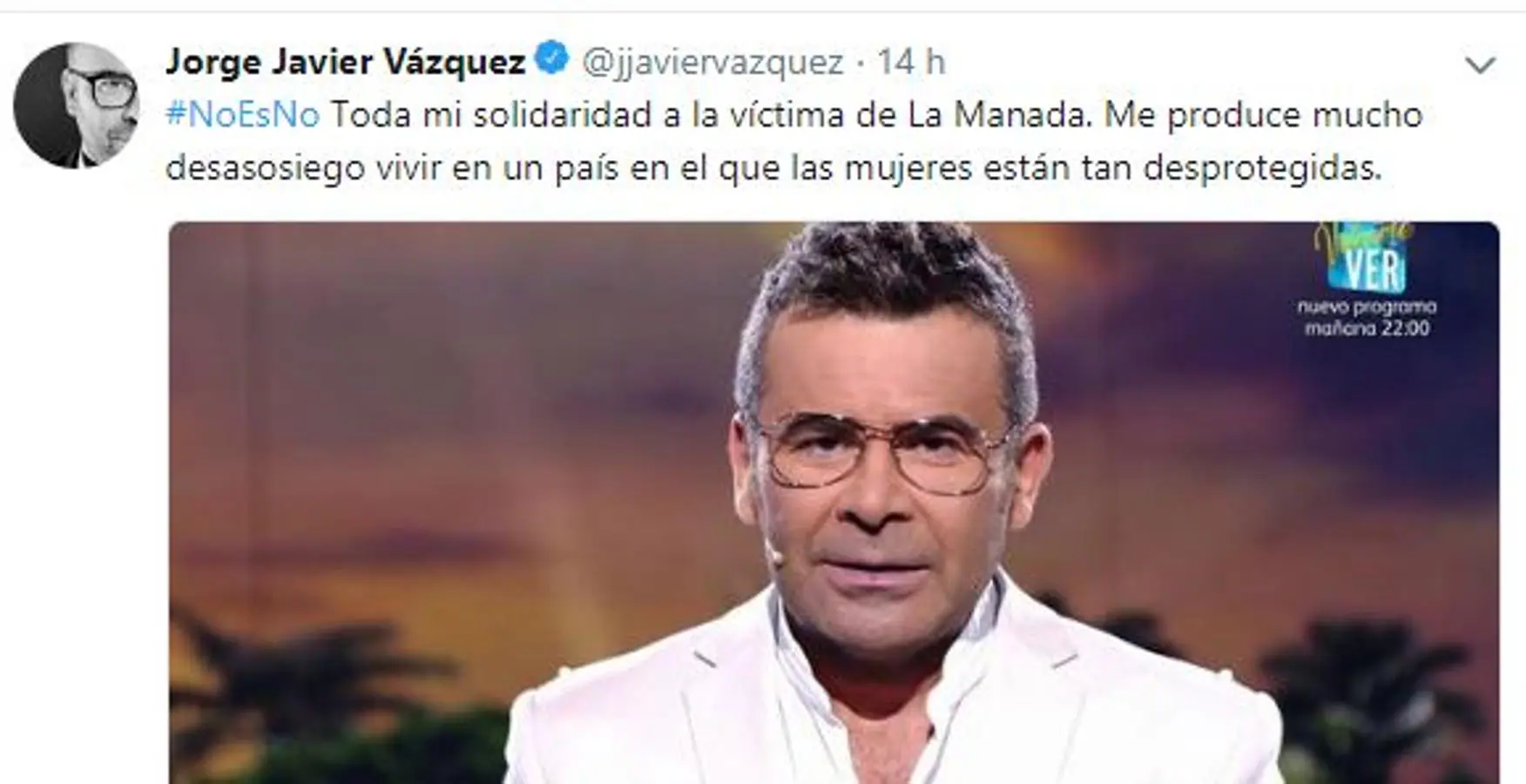 Jorge Javier Vázquez. El presentador de televisión muestra todo su apoyo a la víctima de este caso