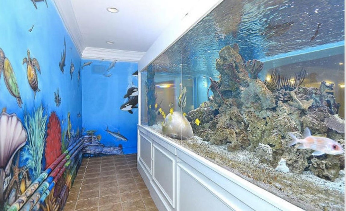 Gilbert Arenas. La mansión también tiene su propio acuario y un tanque para tiburones