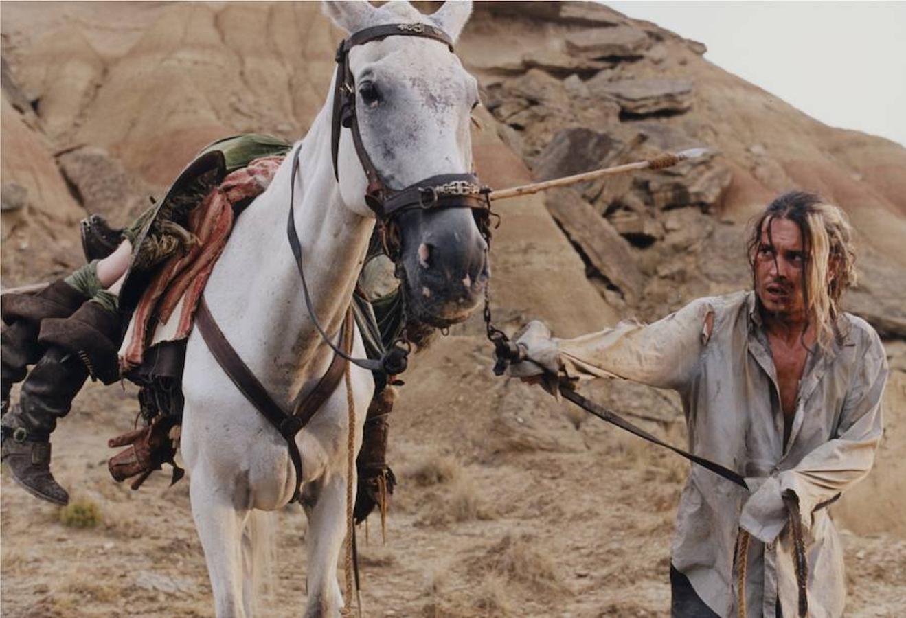 Escena del documental Perdidos en La Mancha (Lost in La Mancha), sobre el intento de rodar «El hombre que mató a Don Quijote», de Terry Gilliam. En la escena, Johnny Depp. 