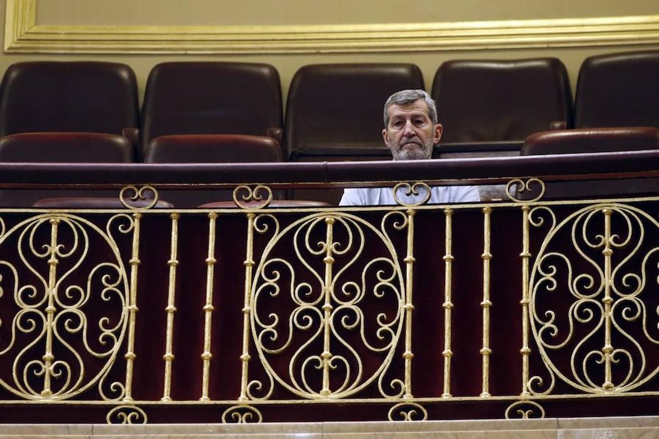 El ex Jemad, Julio Rodríguez (ex diputado de Podemos), en la tribuna de invitados del Congreso de los Diputados. EFE