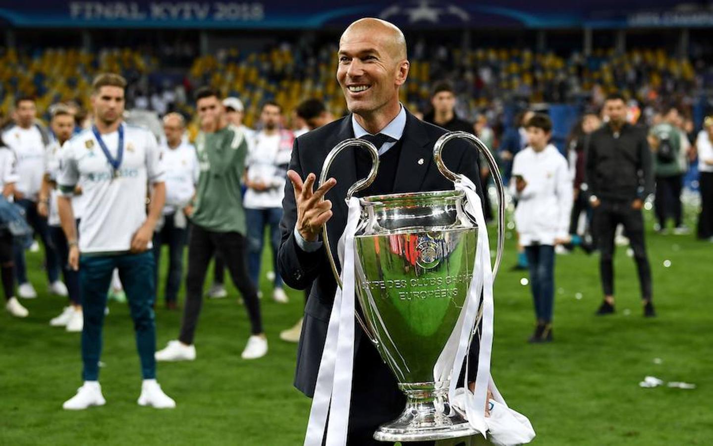 Zidane, con su tercera Copa de Europa como entrenador, la que consiguió contra el Liverpool en Kiev. 