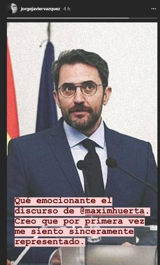 Jorge Javier Vázquez. El presentador comparte sus afinidades políticas elogiando la decisión de Pedro Sánchez de poner a -Maxim Huerta como Ministro de Cultura y Deporte