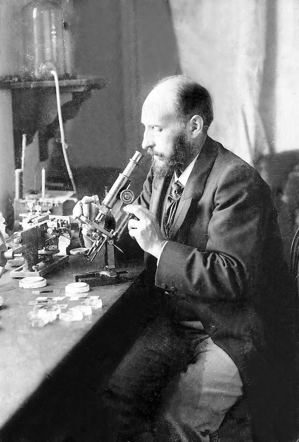 Ramón y Cajal en su laboratorio. 