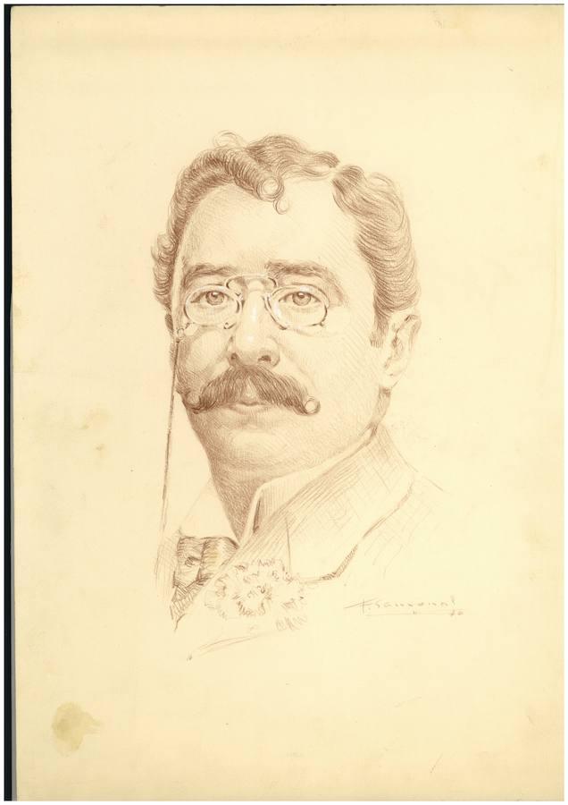 Retrado a lápiz de Mariano de Cavia en 1970. 