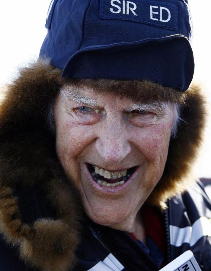 Edmund Hillary en la Antártida. 