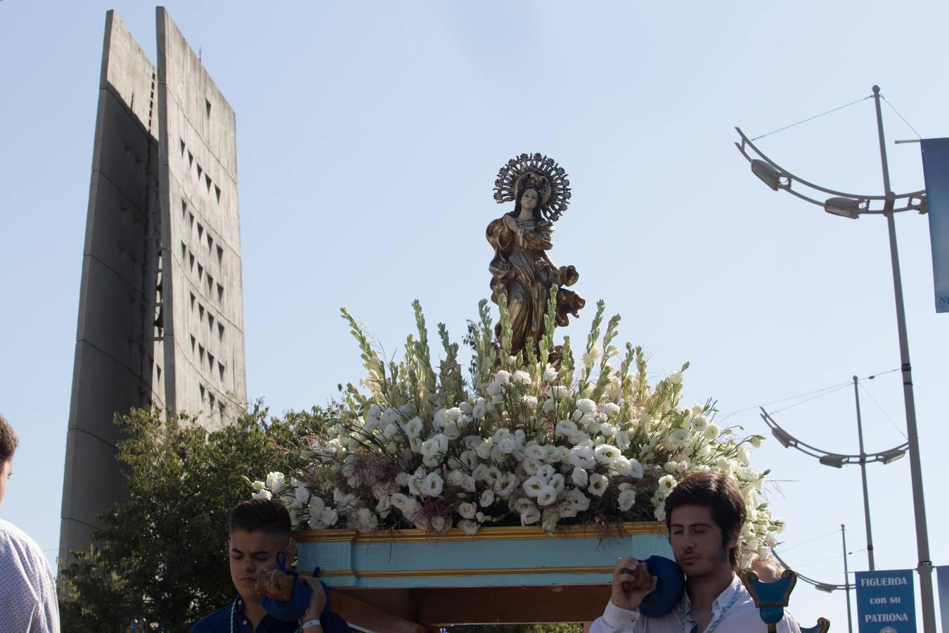 La procesión de la Virgen de la Asunción en el Figueroa, en imágenes