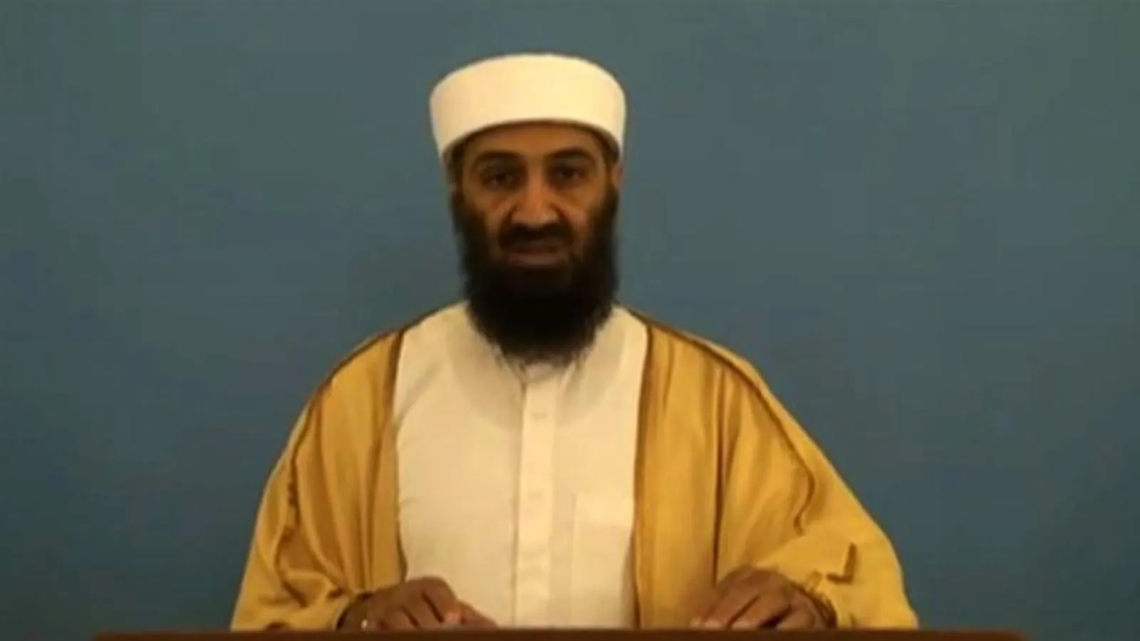 Captura de un vídeo que muestra a Bin Laden dando un discurso. 