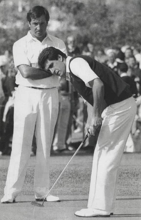 Severiano Ballesteros y José María Olazábal, durante los entrenamientos de la Ryder Cup