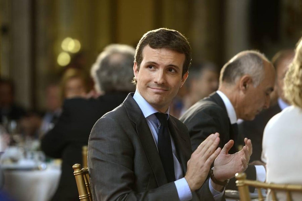 El líder del PP, Pablo Casado, en el Foro ABC-Deloitte,. 