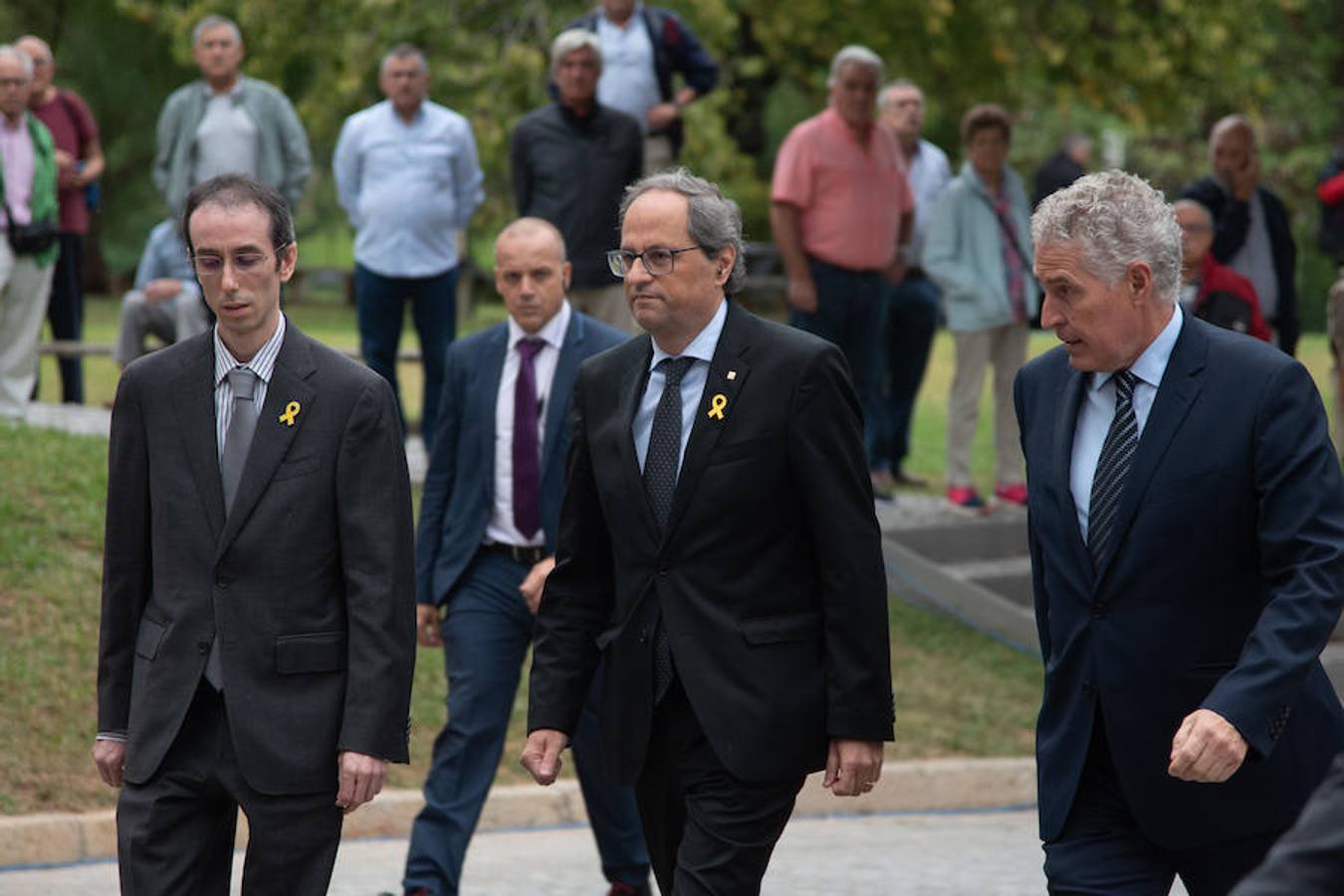 El presidente de la Generalitat, Quim Torra, a su llegada a la ceremonia fúnebre por la muerte de la soprano Montserrat Caballé. 